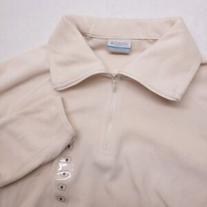Columbia Arctic Air Fleece 1/2 Zip Pullover Womens Medium Ivory Soft Neutral New